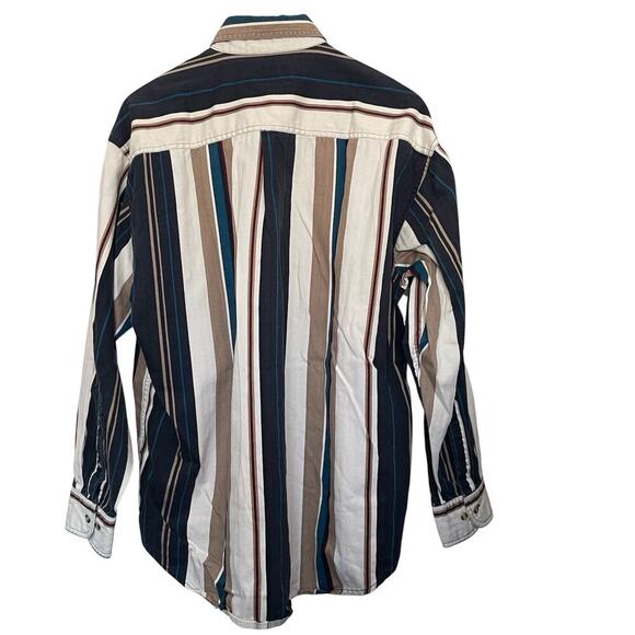 Vtg Salmon River Traders Button Up Shirt Striped Multicolor Western Size Large - Picture 2 of 4